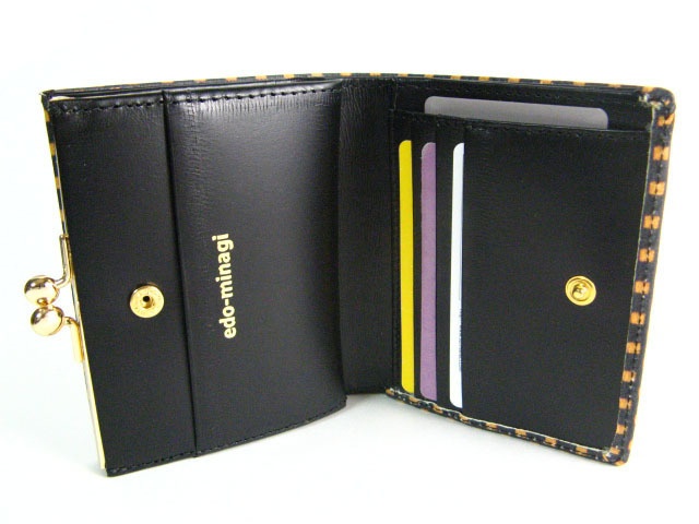 口金二つ折り財布 江戸市松