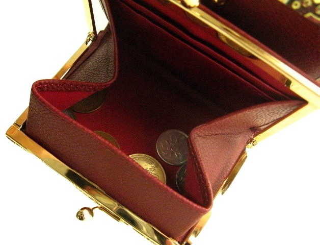 江戸美袋 うさぎ 口金二つ折り財布 ワイン
