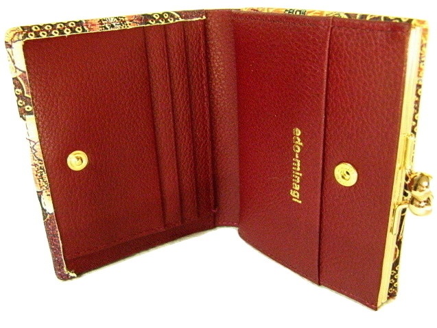 江戸美袋 うさぎ 口金二つ折り財布 ワイン