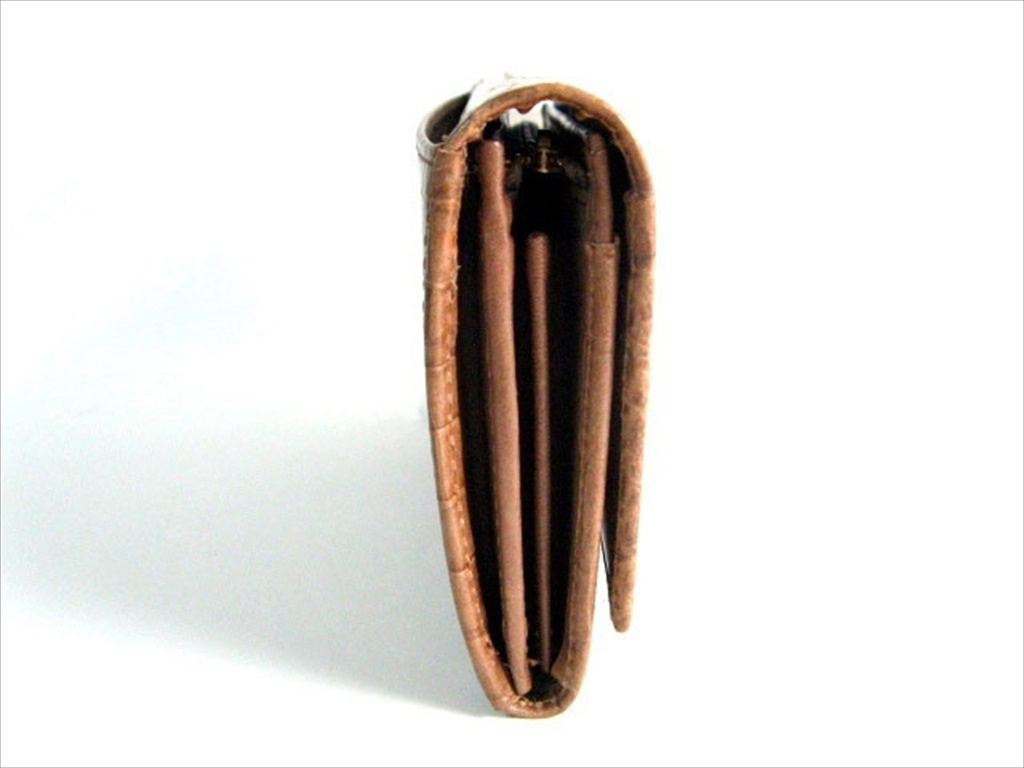 牛革型押し クロコダイル L字ファスナー長財布 ブラウン