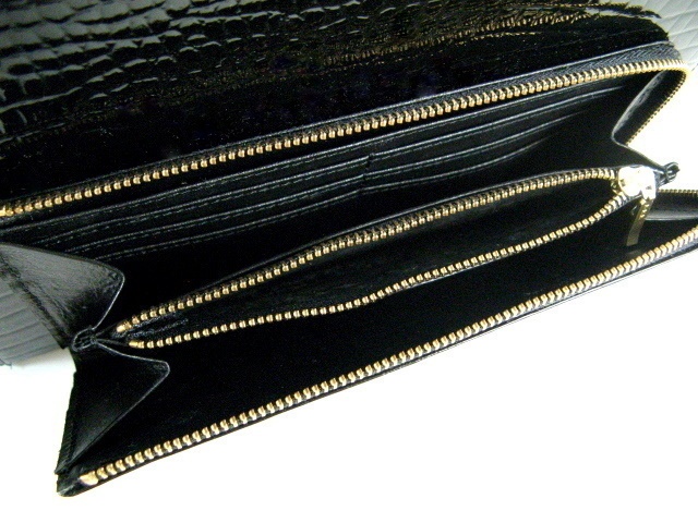 エナメル革 財布付クラッチバッグ ブラック