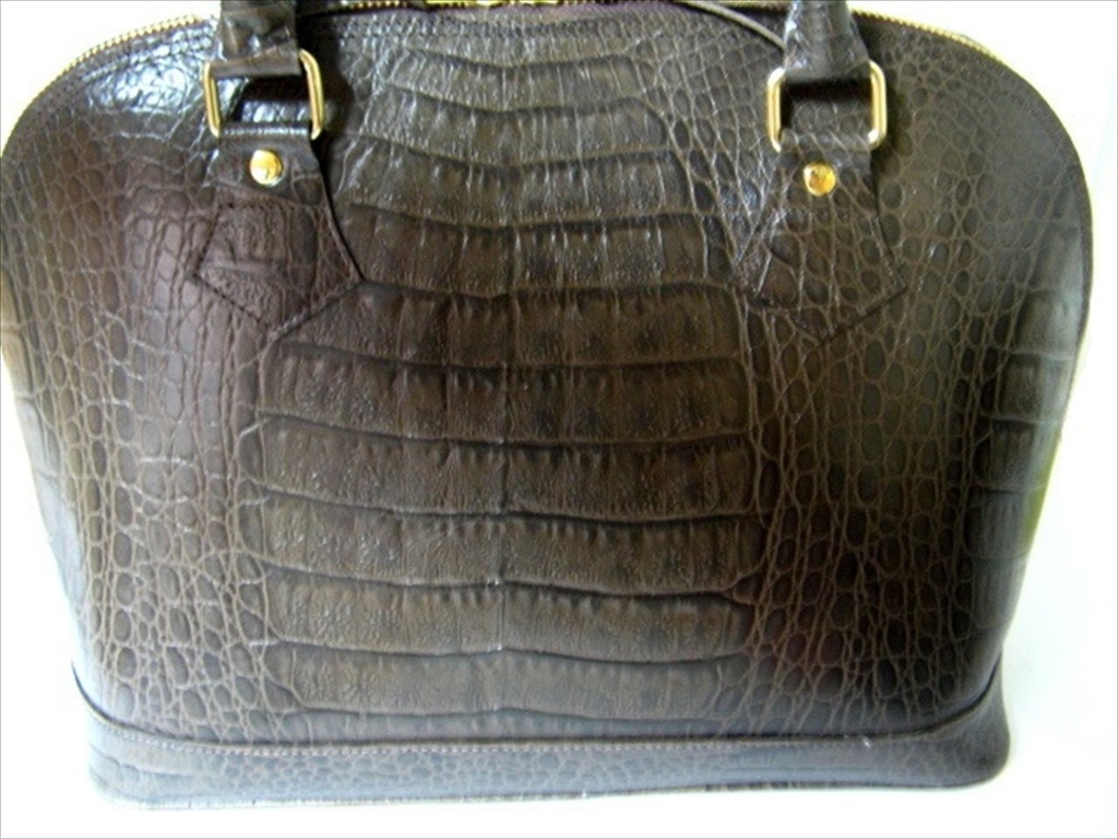 クロコダイル(型押し牛革)ハンドバッグ