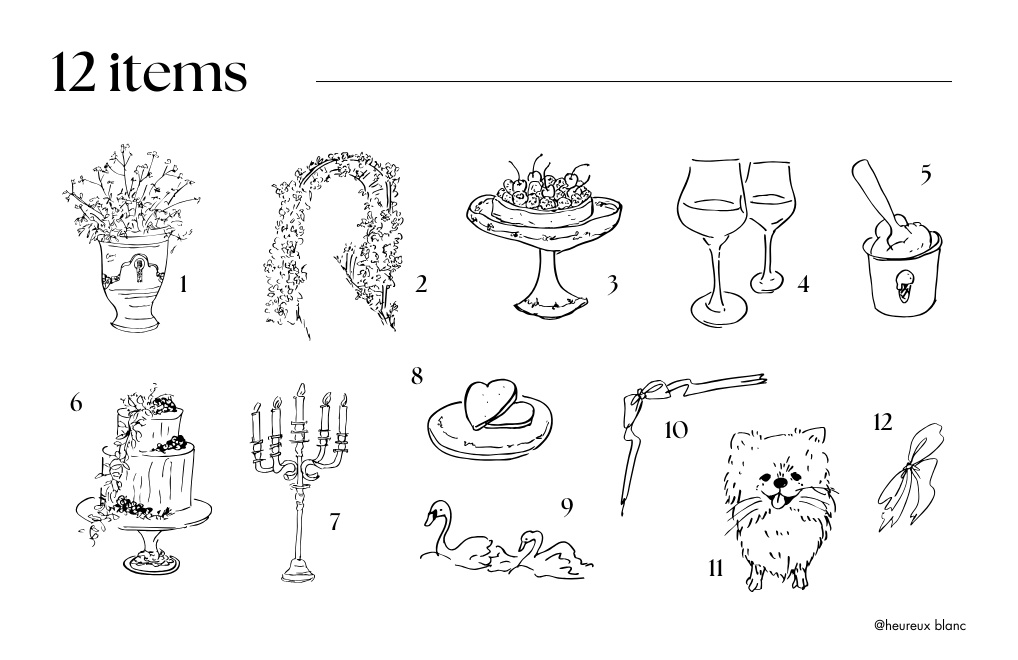 【SVG】Wedding・パーティー用 シンプル線画クリップアート12点セット|商用利用OK(条件あり)