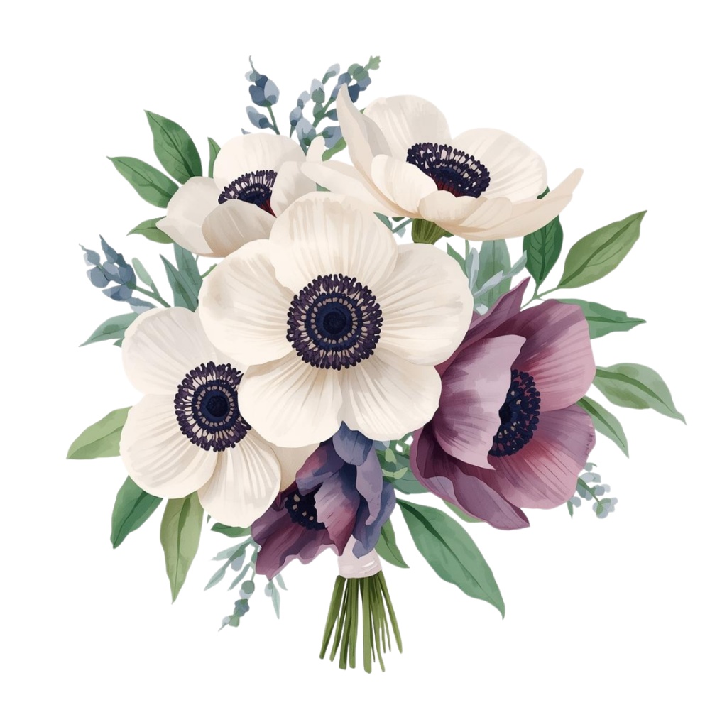 アンティークで可愛らしい「花嫁の花束」クリップアートシリーズ