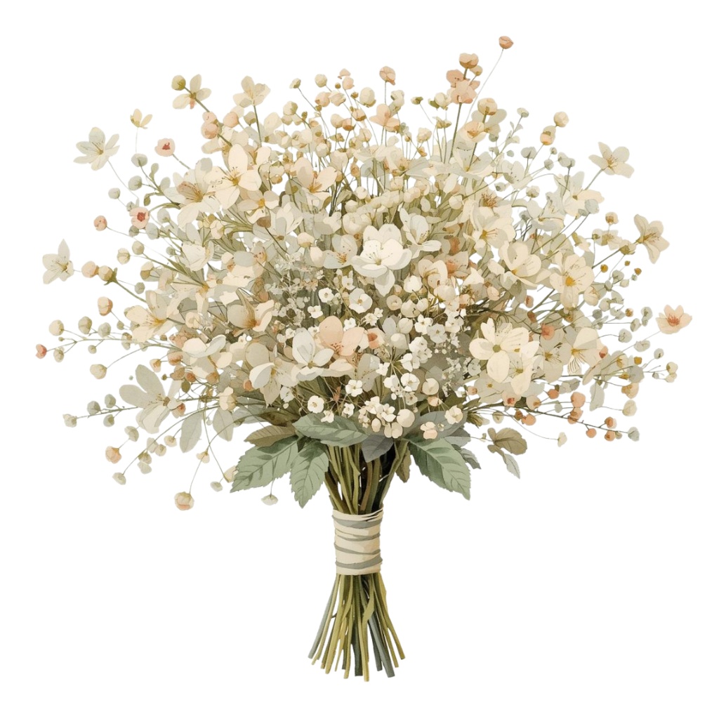 アンティークで可愛らしい「花嫁の花束」クリップアートシリーズ