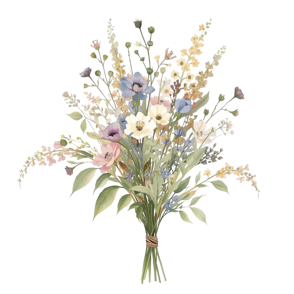 アンティークで可愛らしい「花嫁の花束」クリップアートシリーズ