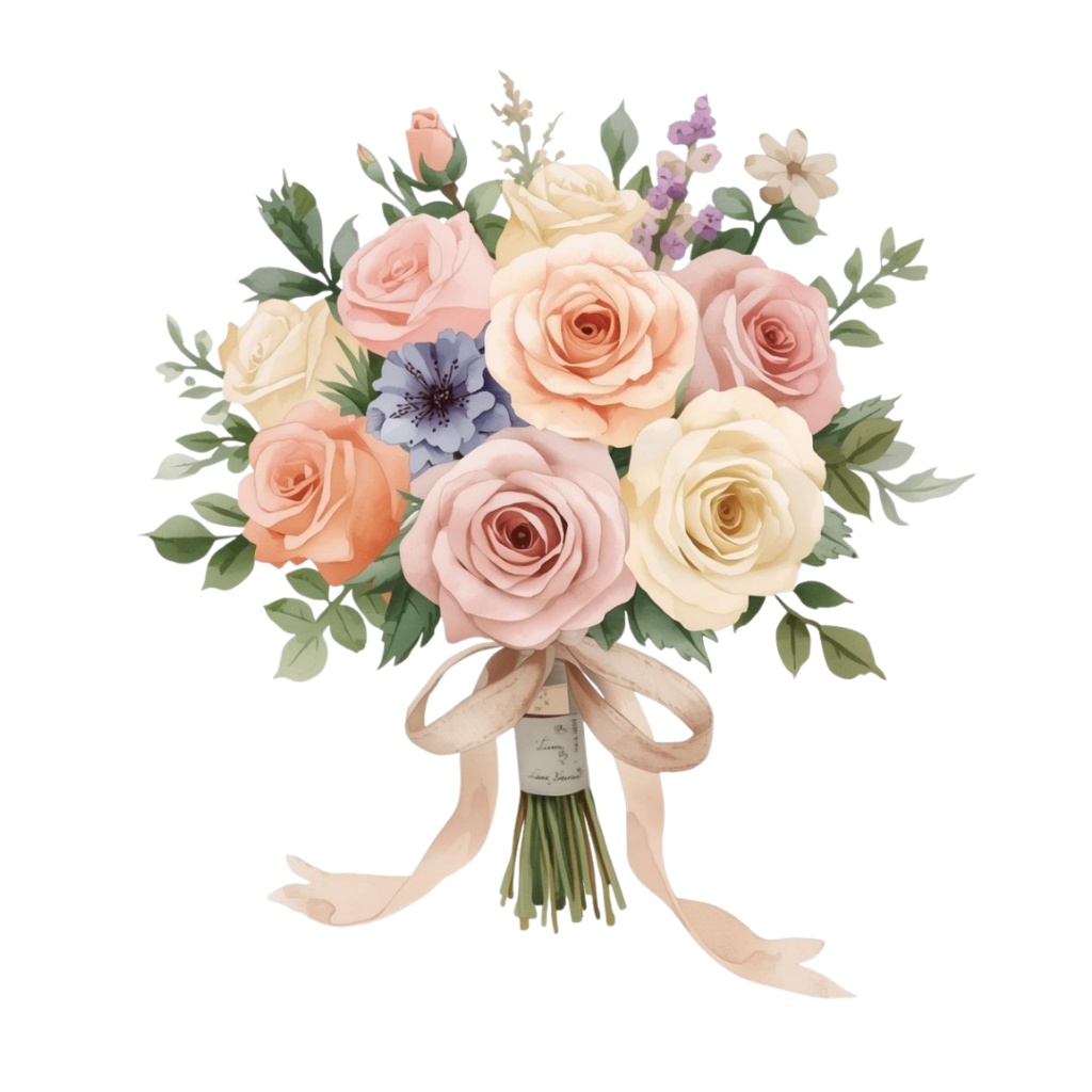 アンティークで可愛らしい「花嫁の花束」クリップアートシリーズ
