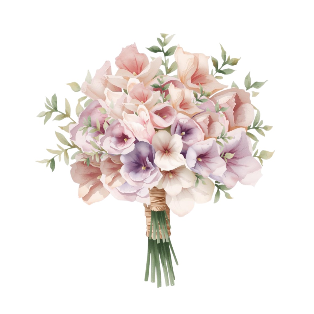 アンティークで可愛らしい「花嫁の花束」クリップアートシリーズ
