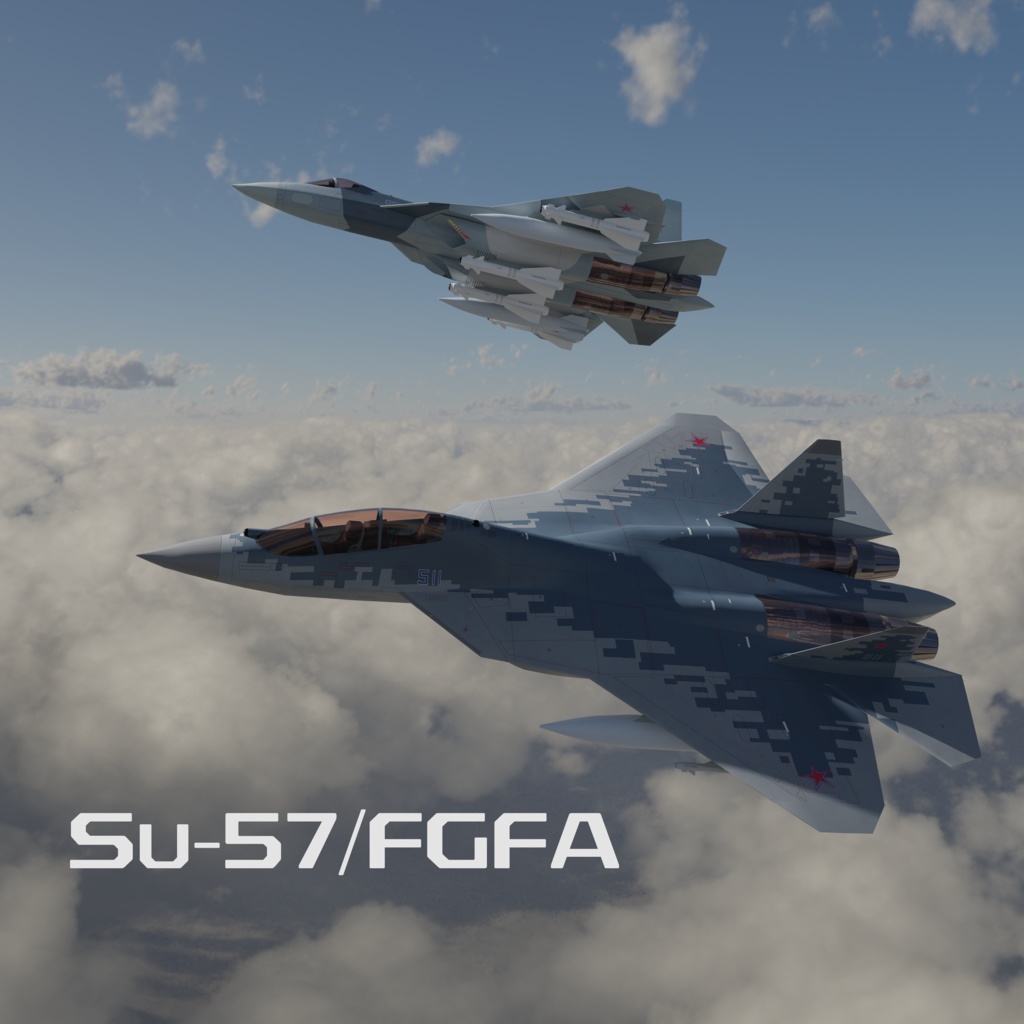 【3Dモデル】Su-57/FGFA 戦闘機【VRCで飛ばせる】