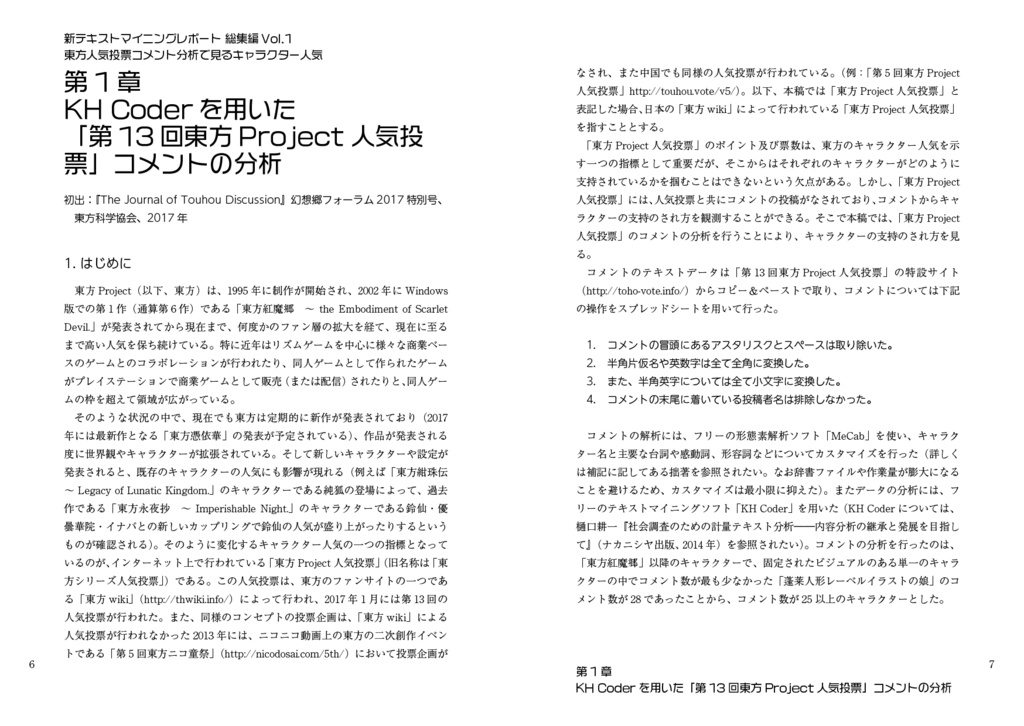 東方人気投票コメント分析で見るキャラクター人気