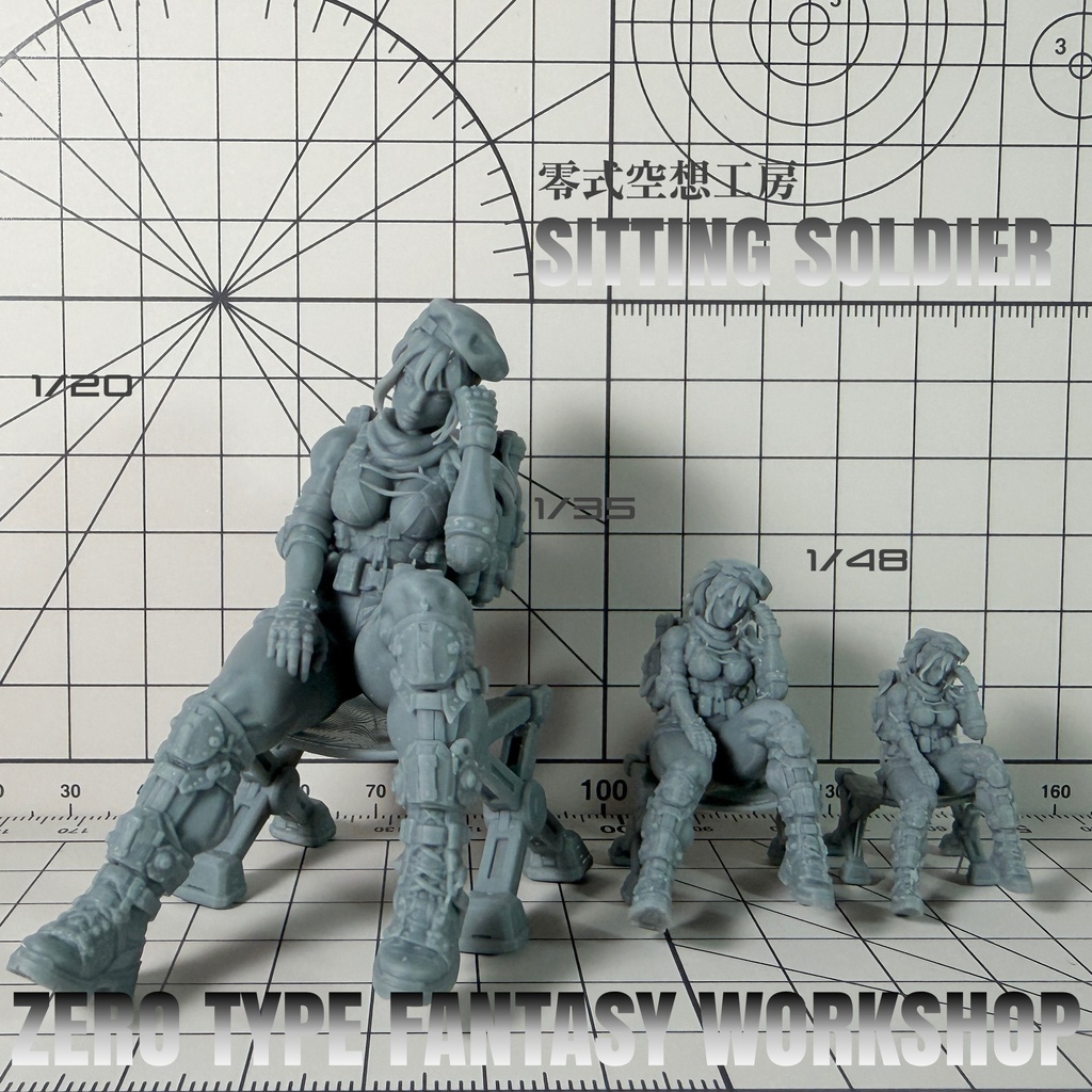 1/20 1/35 1/48 ZTFW-FGSS-005 SITTING SOLDIER AKANE