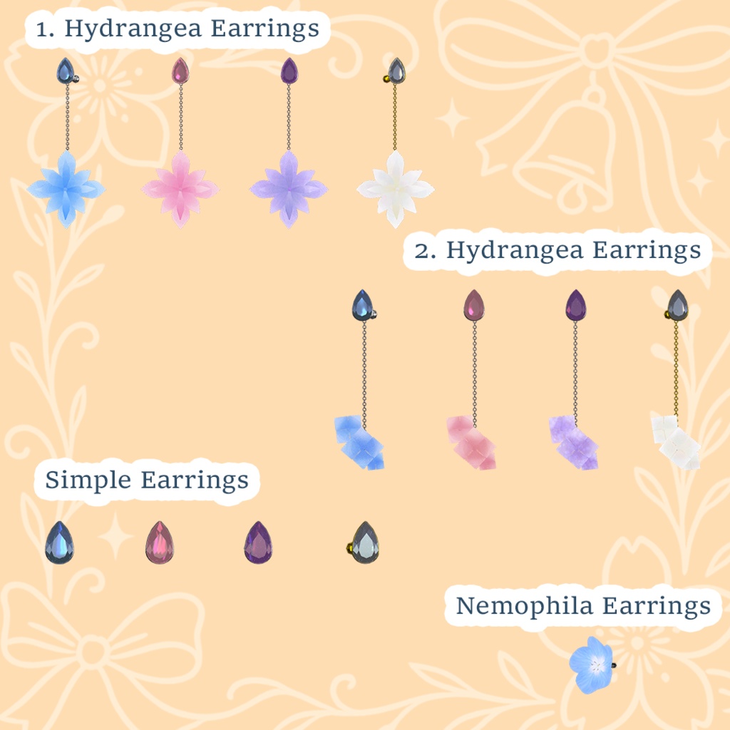 【無料】HydrangeaEarrings & SimpleEarrings & Nemophila Earrings