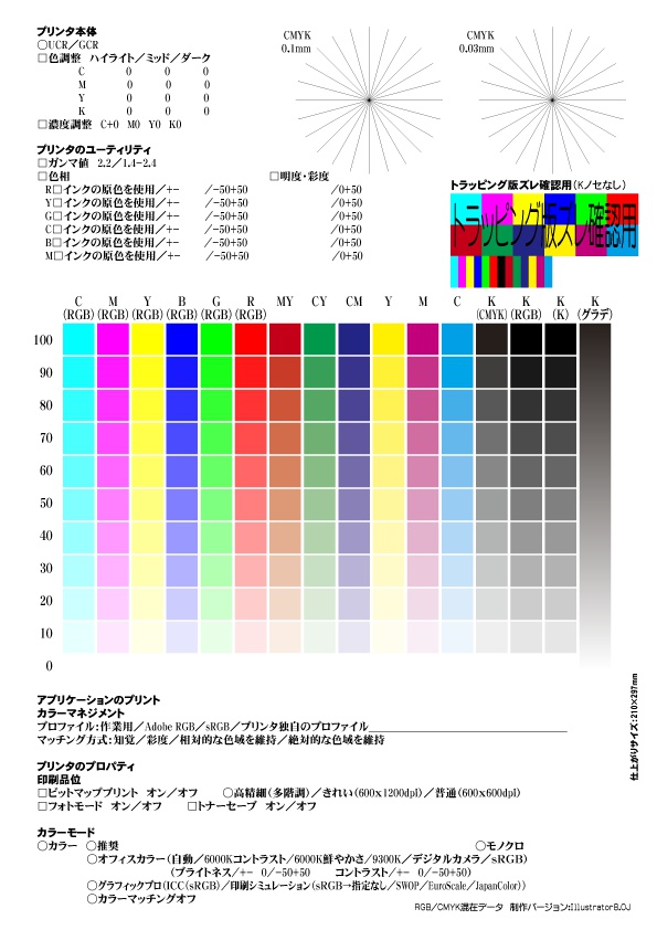 カラーチャート／版ズレ確認用RGB／CMYK対応版PDF - 大众零售商 ― 一家