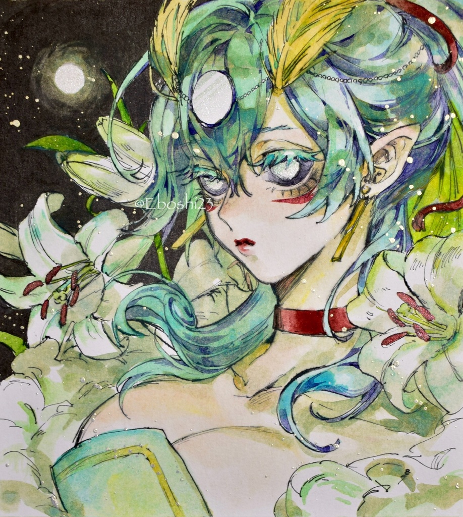 ミニ色紙「白百合の女神」