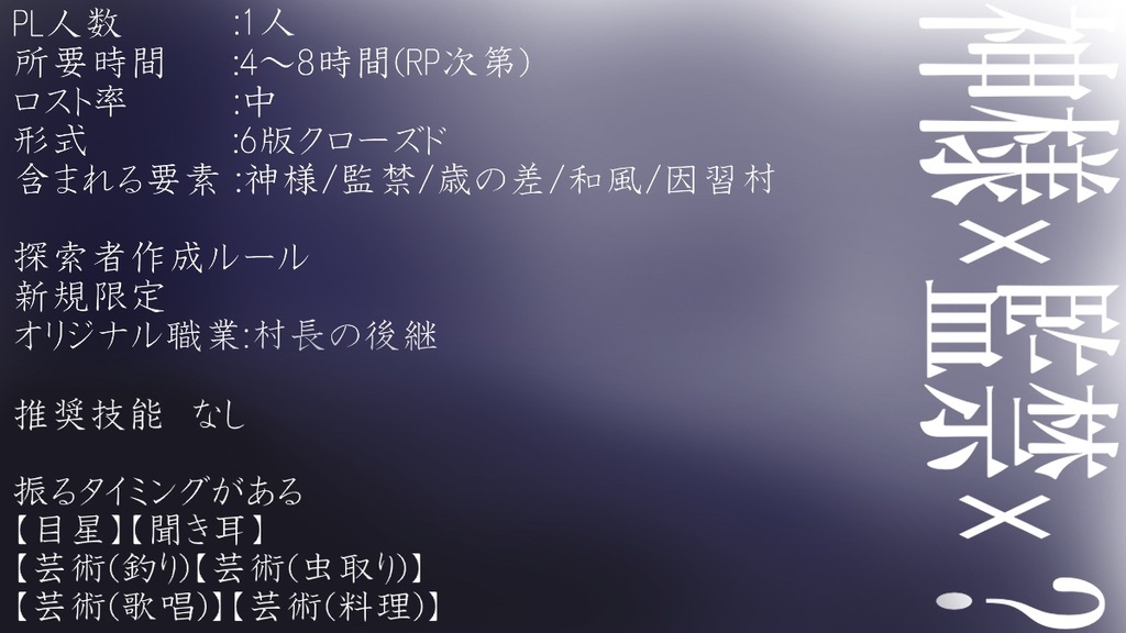 【CoC】ふたりぼっちの箱庭【SPLL:E191374】