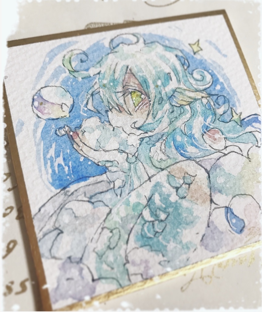 ミニ色紙＊ぷわぷわ人魚