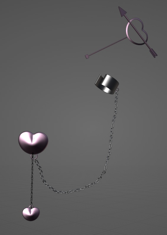 ハートのチェーンピアス