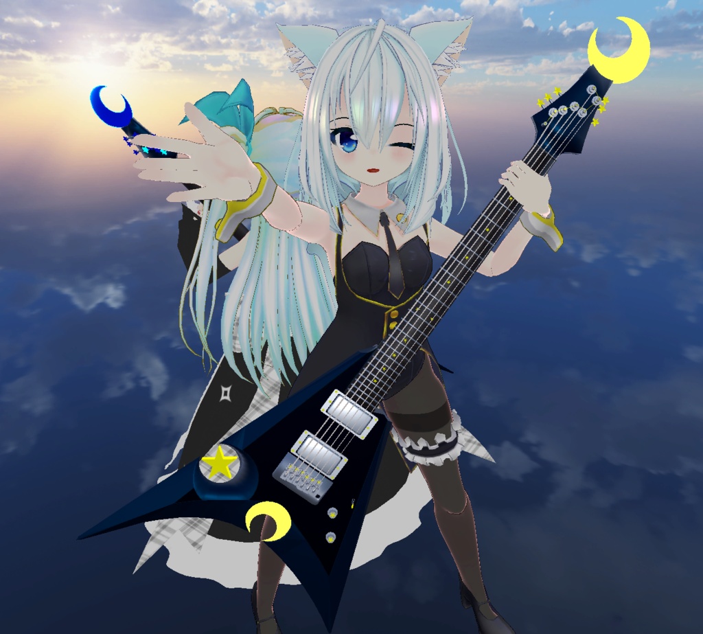 【アバターアクセサリ推奨】 Electric guitar Blue Moon Striker 【3Dモデル】
