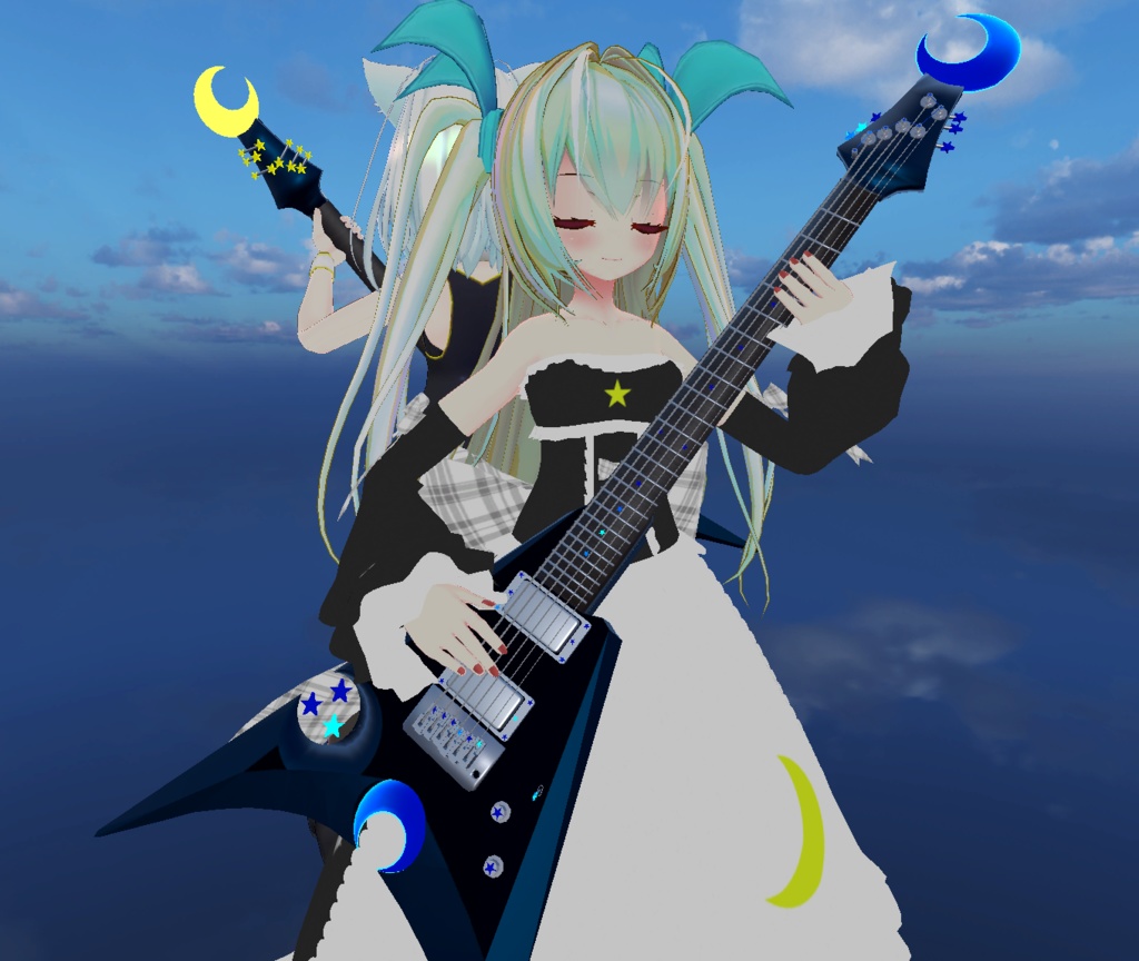 【アバターアクセサリ推奨】 Electric guitar Blue Moon Striker 【3Dモデル】