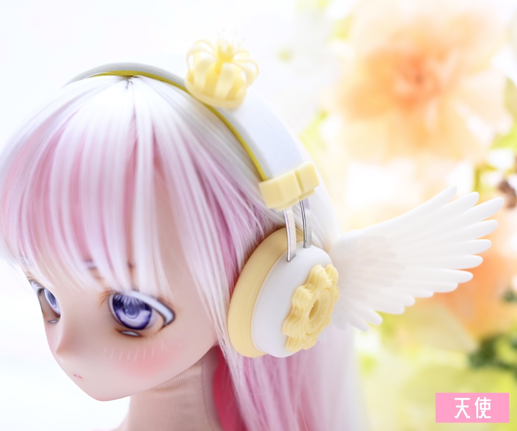 ドール用 ヘッドホン型飾り翼 1/3サイズ【天使と悪魔】