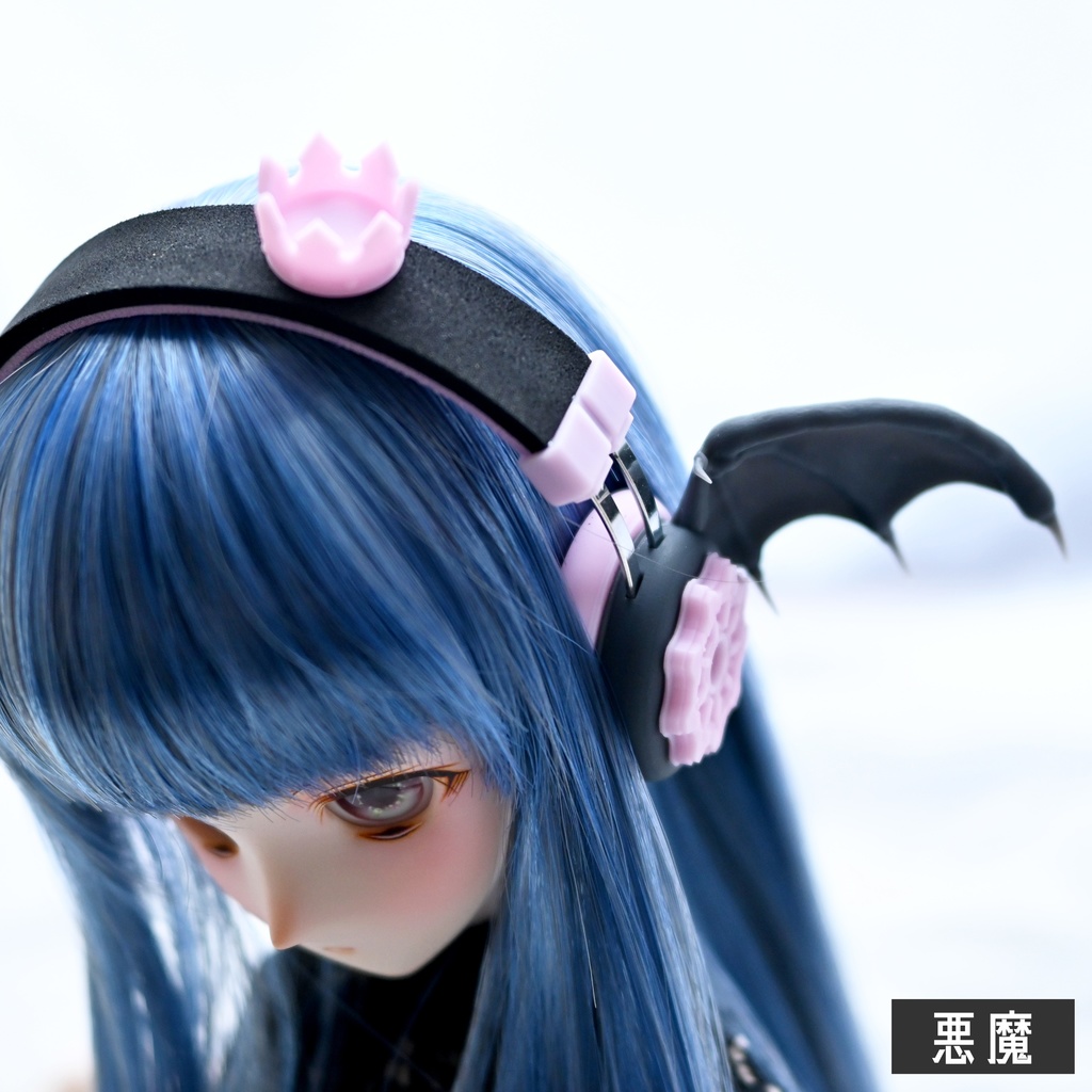 ドール用 ヘッドホン型飾り翼 1/3サイズ【天使と悪魔】