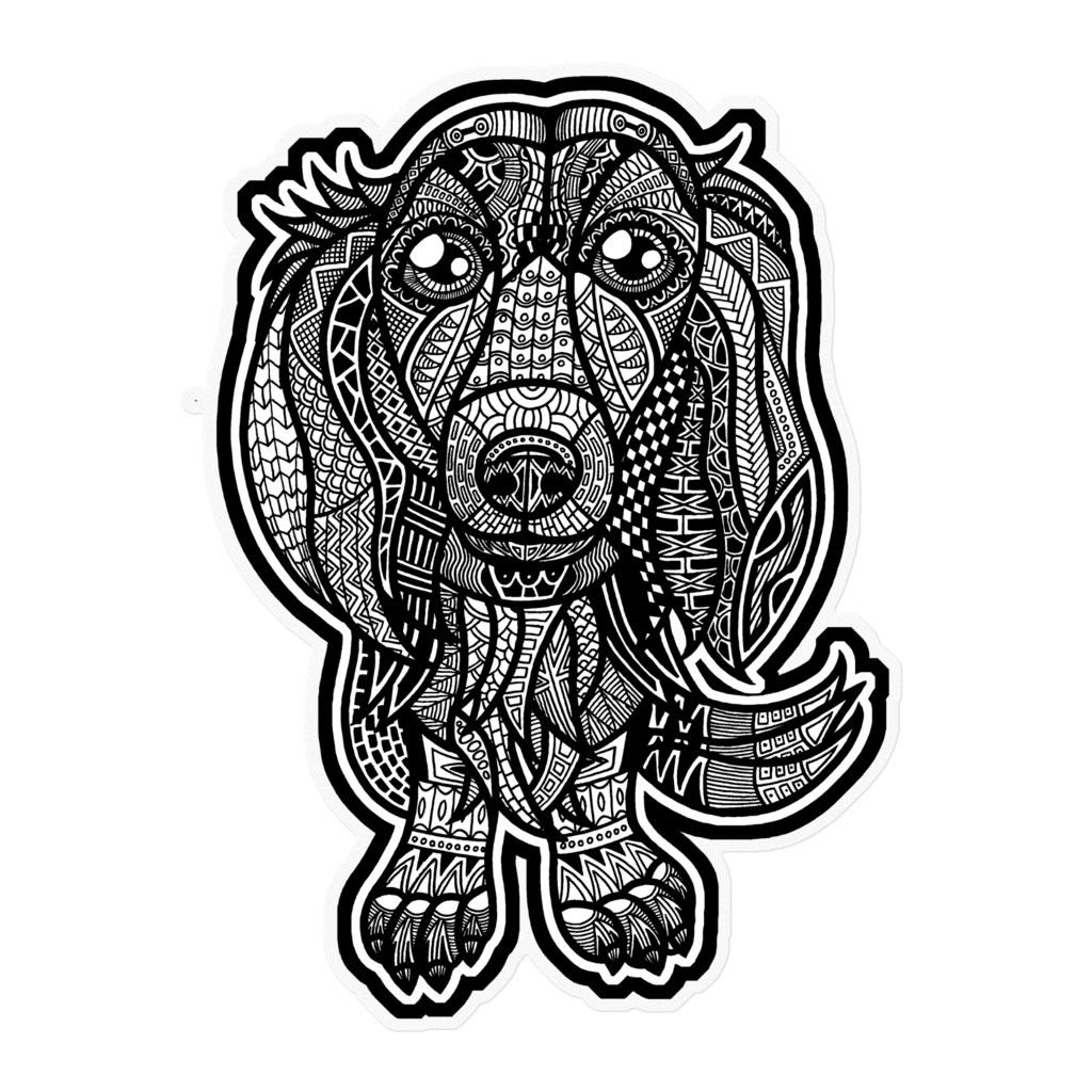 曼荼羅風ダックスフントステッカー