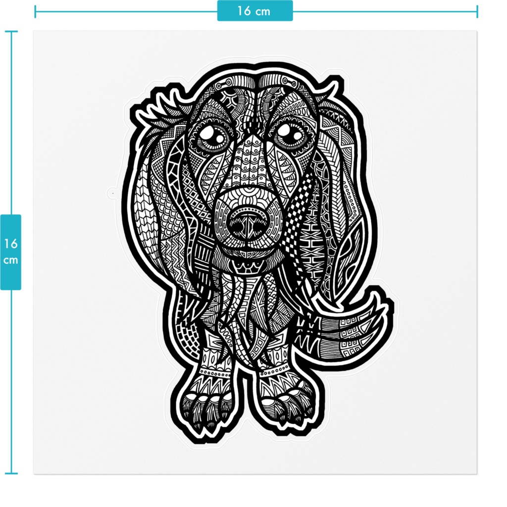 曼荼羅風ダックスフントステッカー