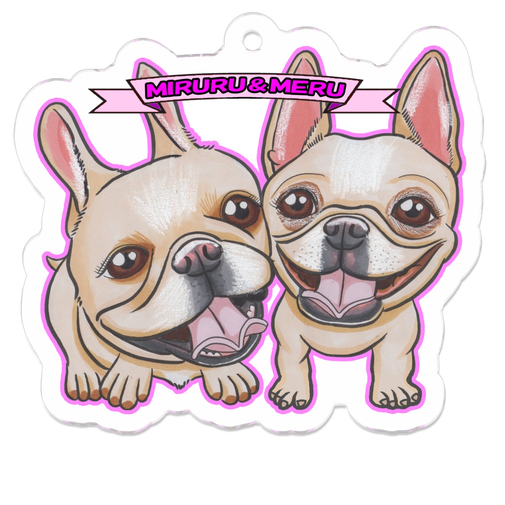 フレンチブルドッグの『みるるちゃん＆めるちゃん』のキーホルダー