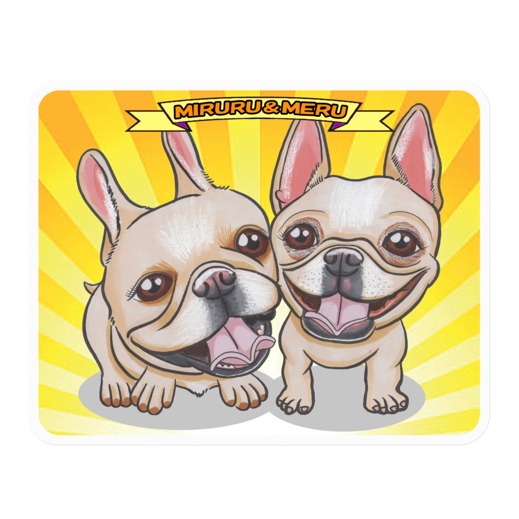 フレンチブルドッグの『みるるちゃん&めるちゃん』のステッカー