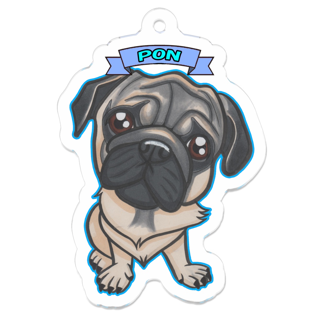 パグの『ポンくん』のキーホルダー