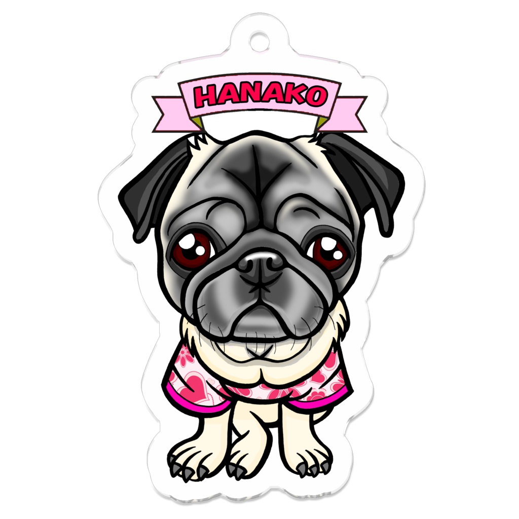 パグの『はな子ちゃん』のキーホルダー