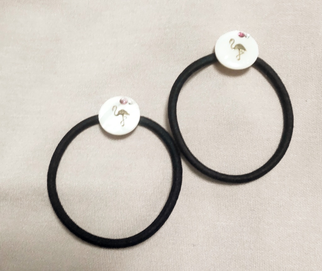 9 ヘアゴム フラミンゴ シェル(白)