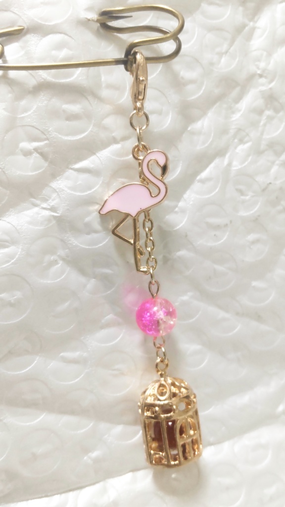 フラミンゴと鳥かごのチャーム