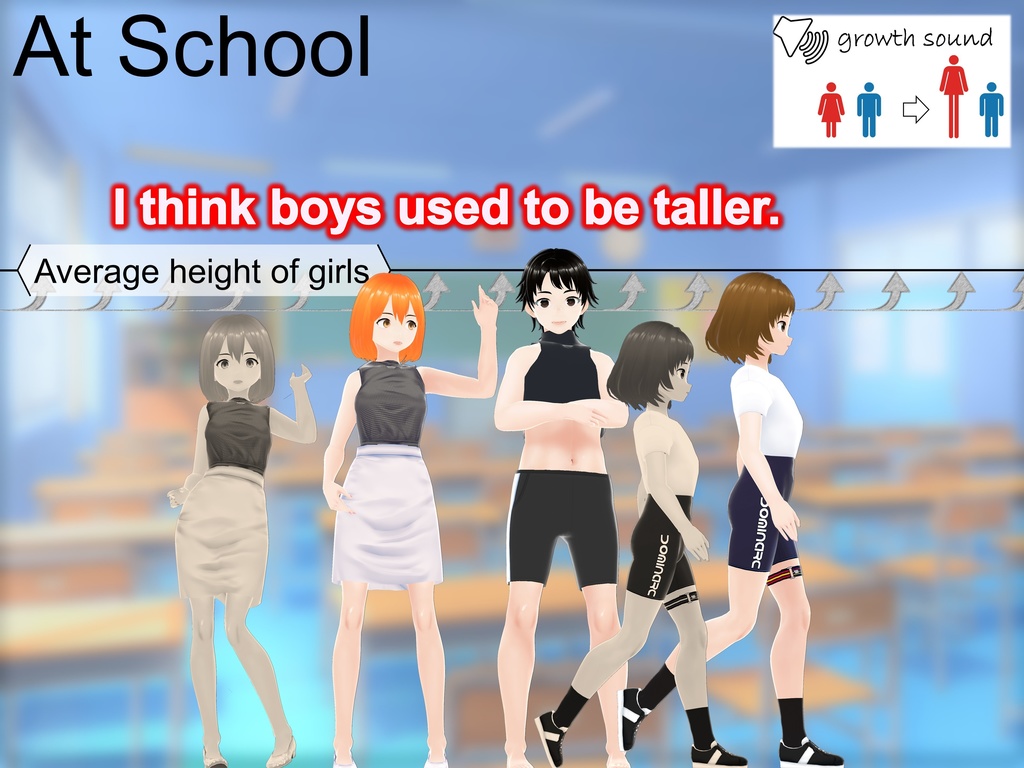 Outgrowing only girls, Overtake boys, Growth sound in secretary (pdf, jpg, mp4)
