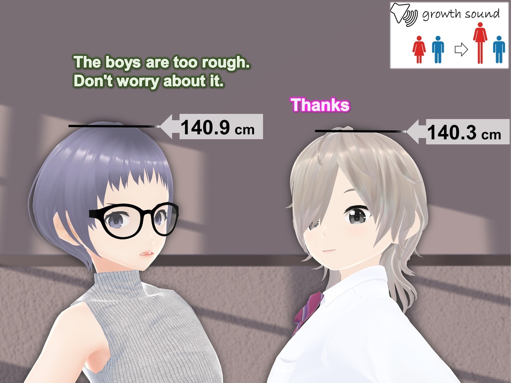 Outgrowing only girls, Overtake boys, Growth sound. Bullied girl Arc (pdf, jpg, mp4)