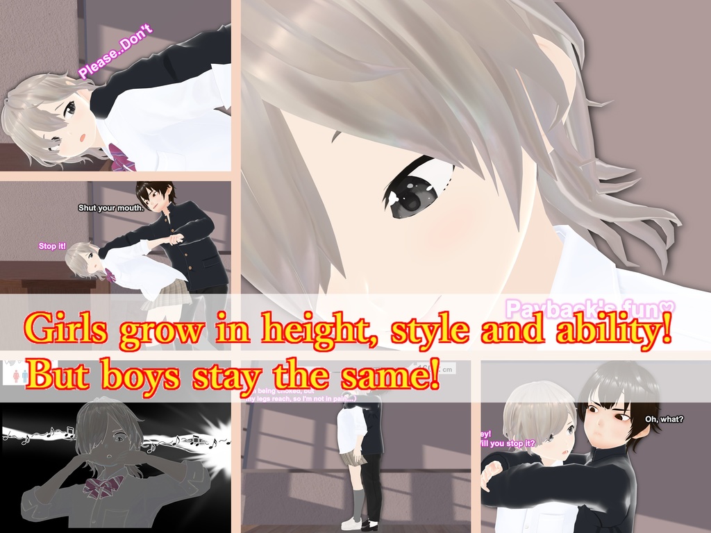 Outgrowing only girls, Overtake boys, Growth sound. Bullied girl Arc (pdf, jpg, mp4)