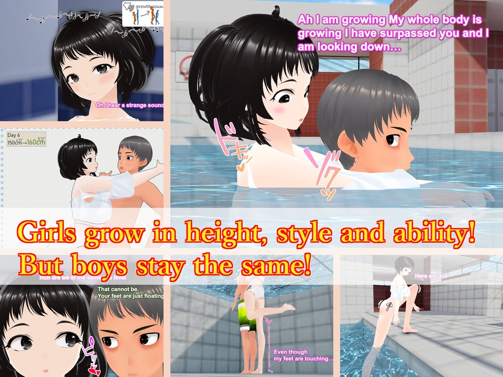 Outgrowing only girls, Overtake boys, Growth sound. pool Arc