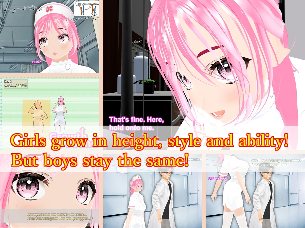 Outgrowing only girls, Overtake boys, Growth sound. hospital Arc