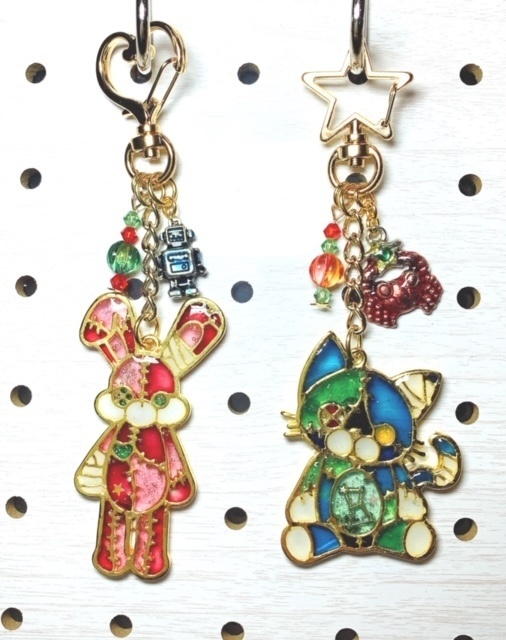 タイバニ風 つぎはぎぬい兎キーホルダー