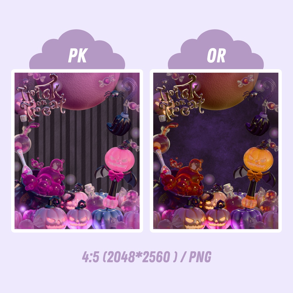 【FREE/商用可】ハロウィン🎃フレーム/サムネ素材