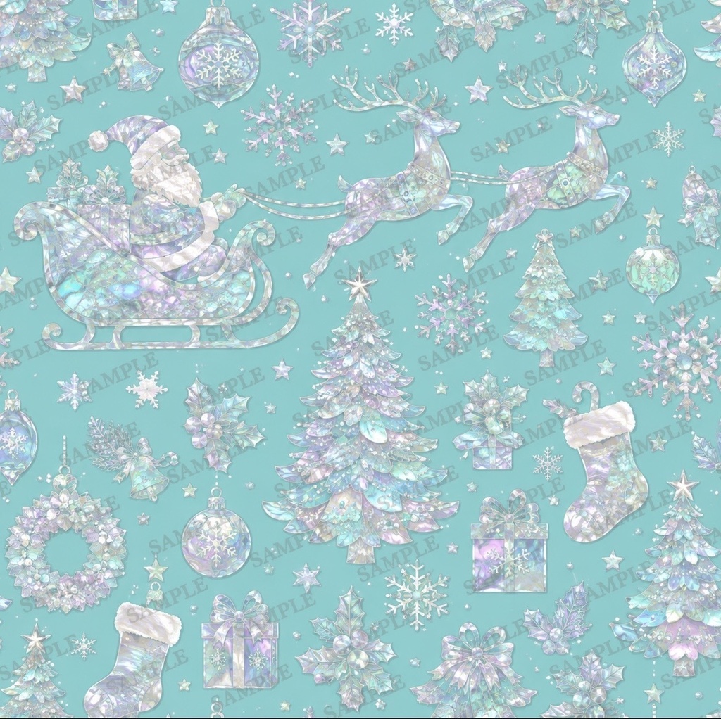 デジタルペーパー|オーロラクリスマス|螺鈿風 Christmas Paper4種
