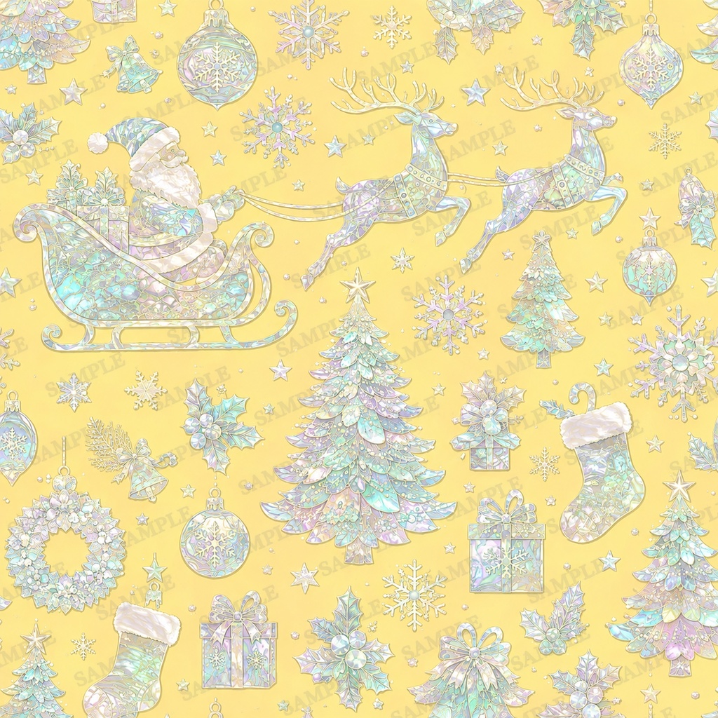 デジタルペーパー|オーロラクリスマス|螺鈿風 Christmas Paper4種