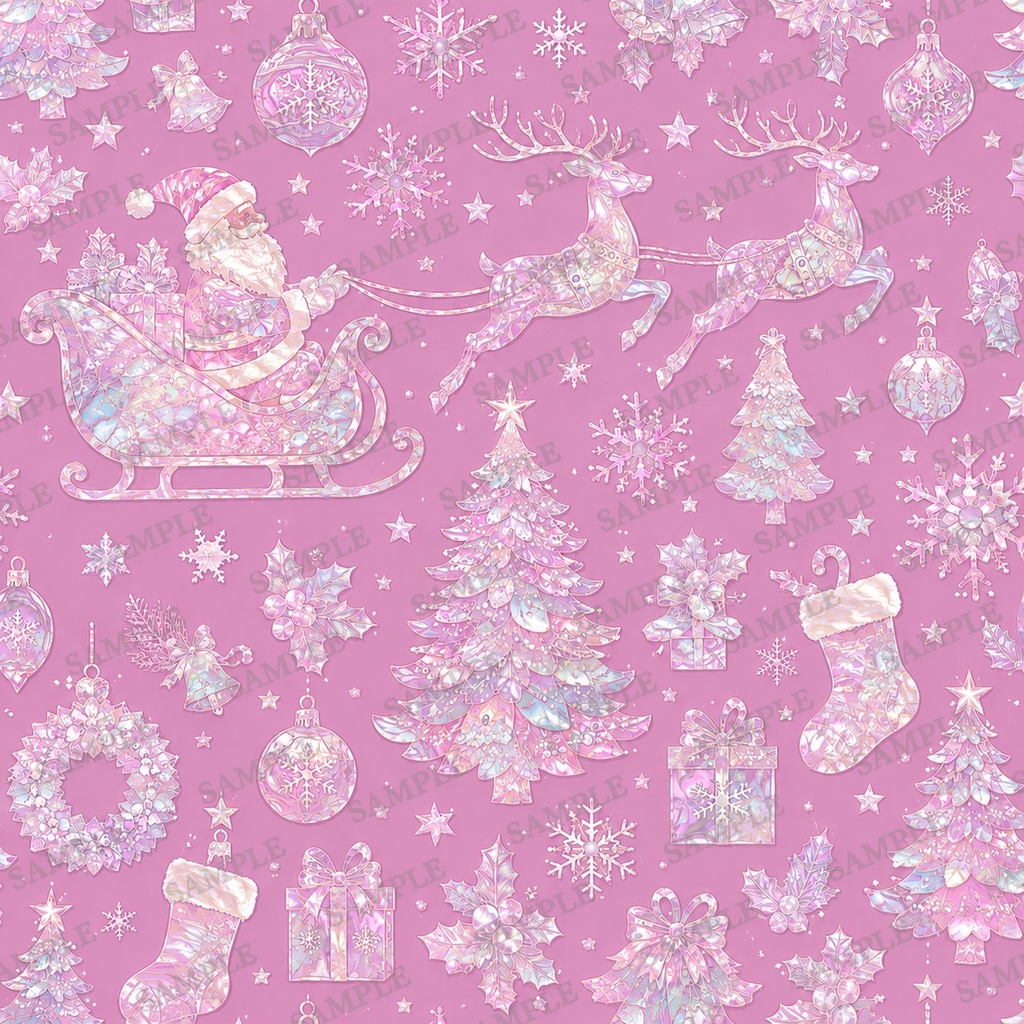 デジタルペーパー|オーロラクリスマス|螺鈿風 Christmas Paper4種