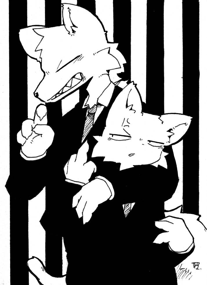 ペン画原画「スーツ」