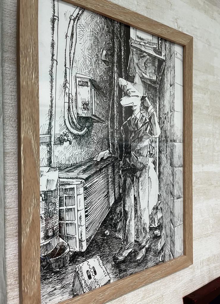 ペン画「仕事上がり」