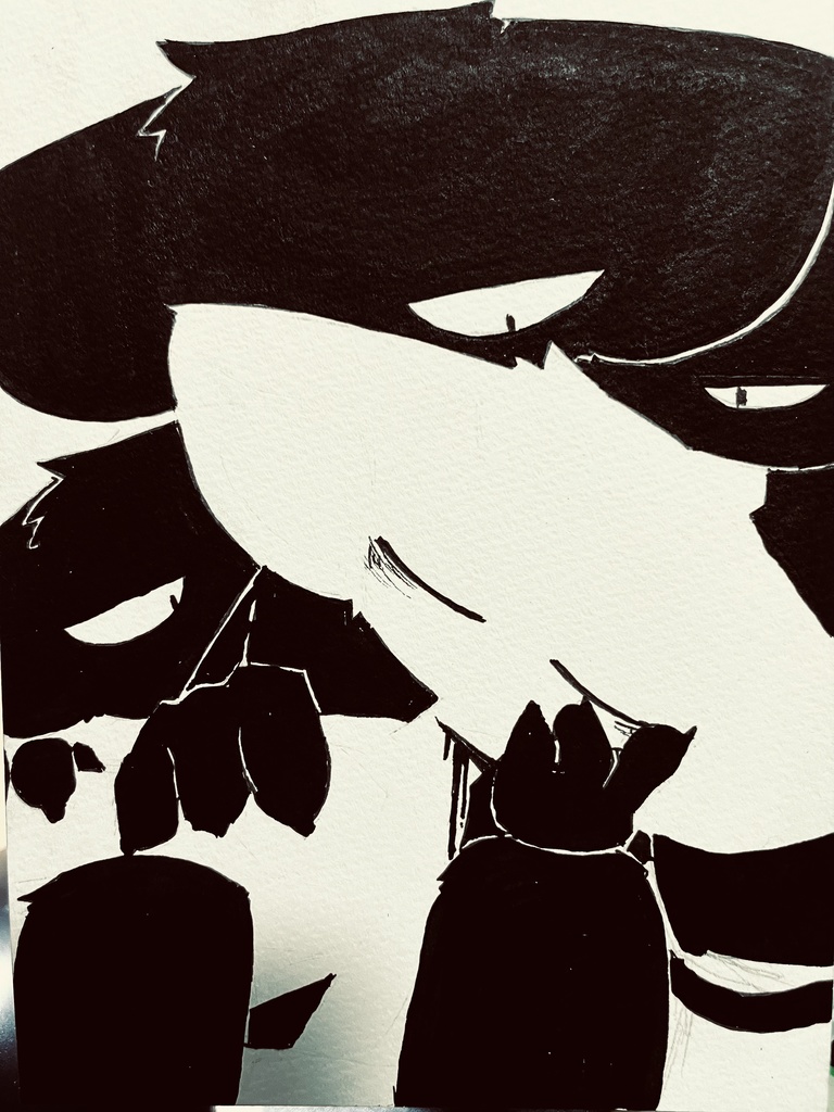 ペン画原画「おやすみ」
