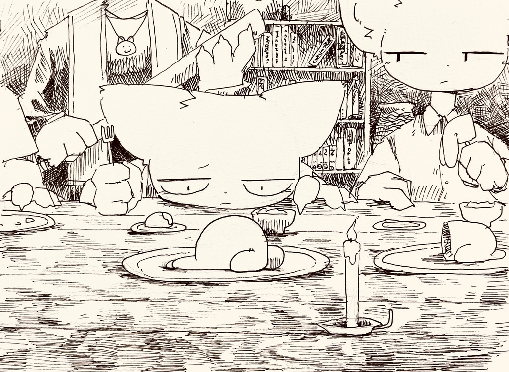 ドローイング原画「なにこれー？」