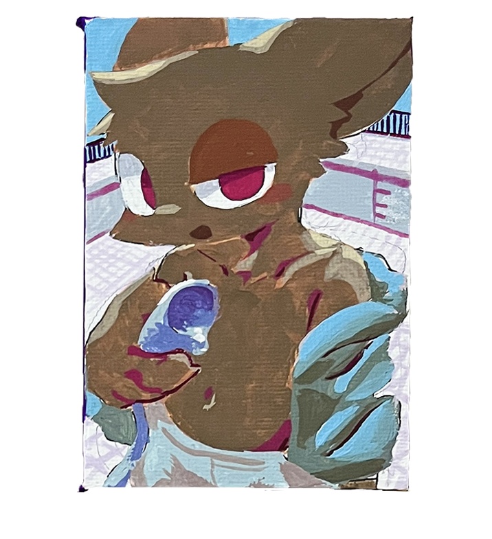 キャンバス原画キーホルダー　プール