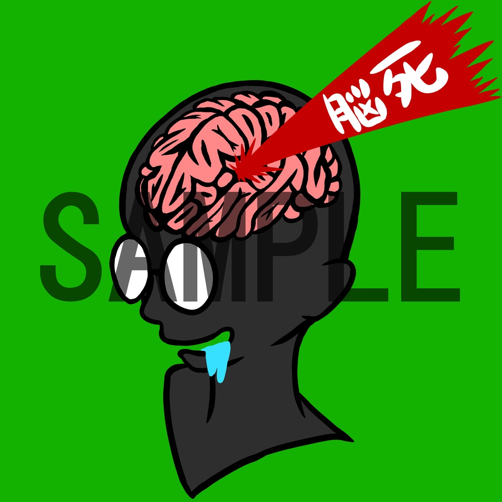 脳死Tシャツ‐ホワイト【オリジナルイラスト】