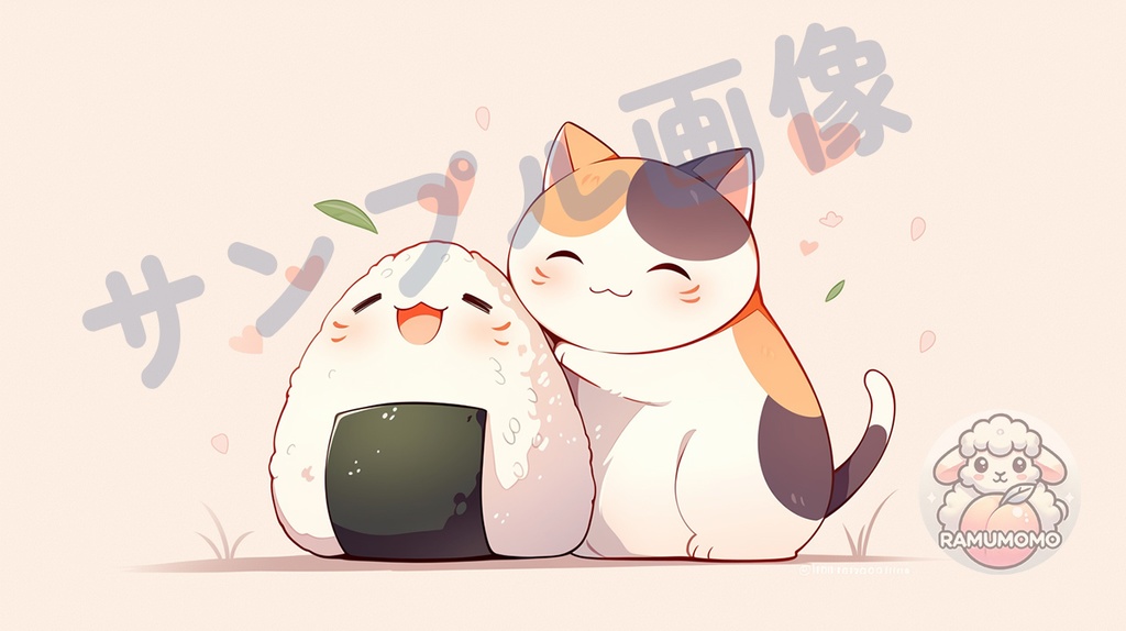 ねこ＆おにぎり 応援PC用壁紙（DL版・支援100円）